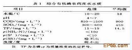 【工业废水处理】微碱解—厌氧水解—SBR好氧生化法处理有机磷农药废水